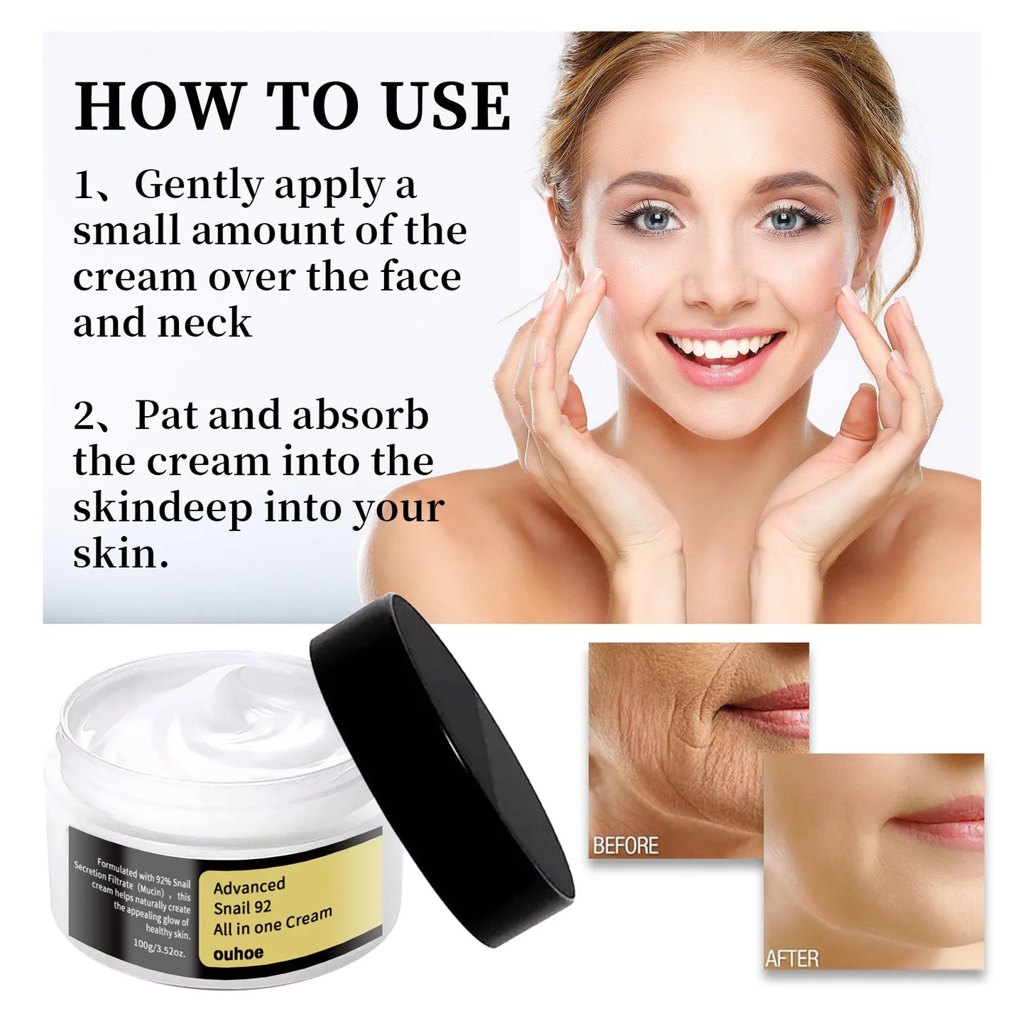 Snail Cream — Fading Wrinkles & Firming Anti-Aging | Crema de Caracol Antienvejecimiento
