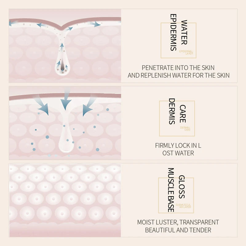 Serum facial de arroz e hialurónico con textura ligera y transparente