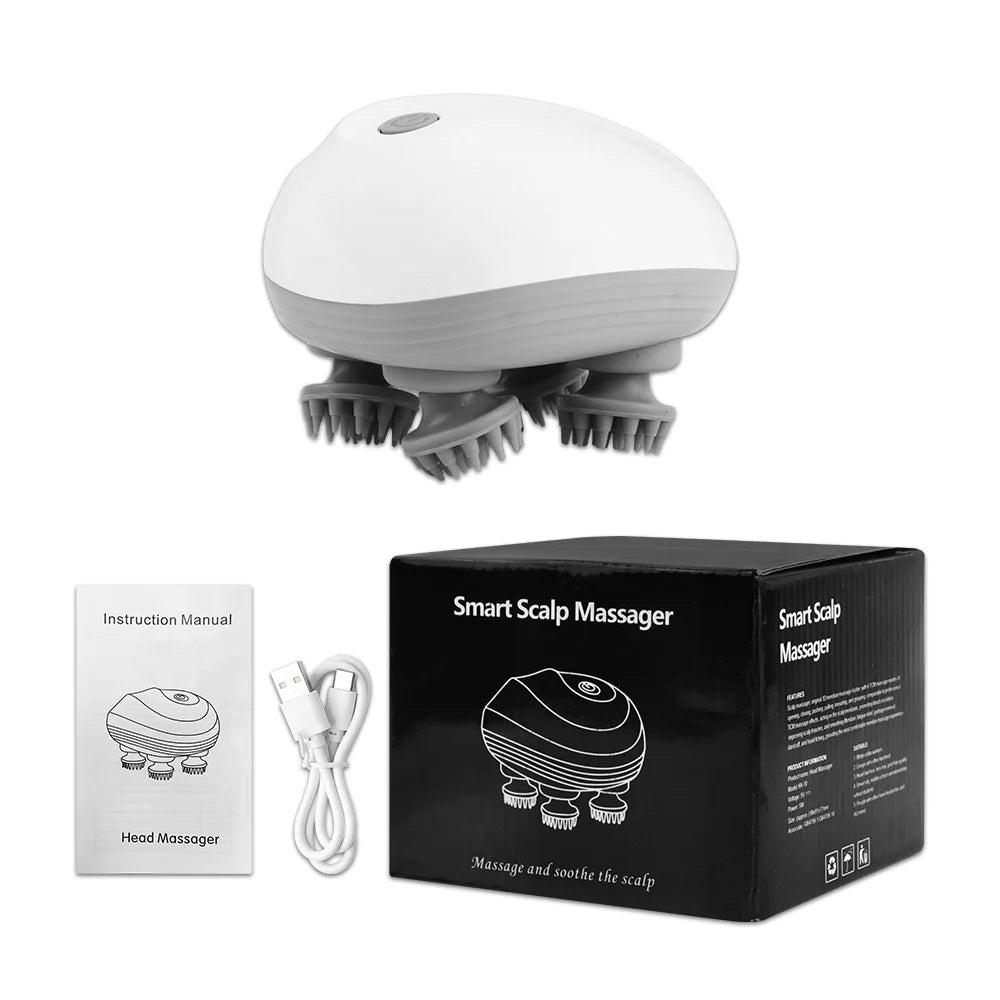 Electric Scalp Massager – 4-Head Deep Tissue Massager for Hair Growth & Relaxation