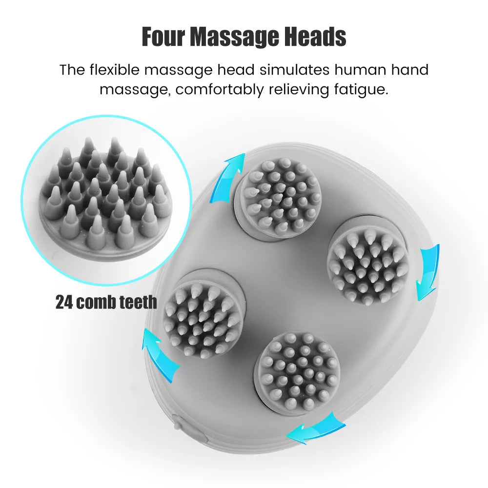 Electric Scalp Massager – 4-Head Deep Tissue Massager for Hair Growth & Relaxation