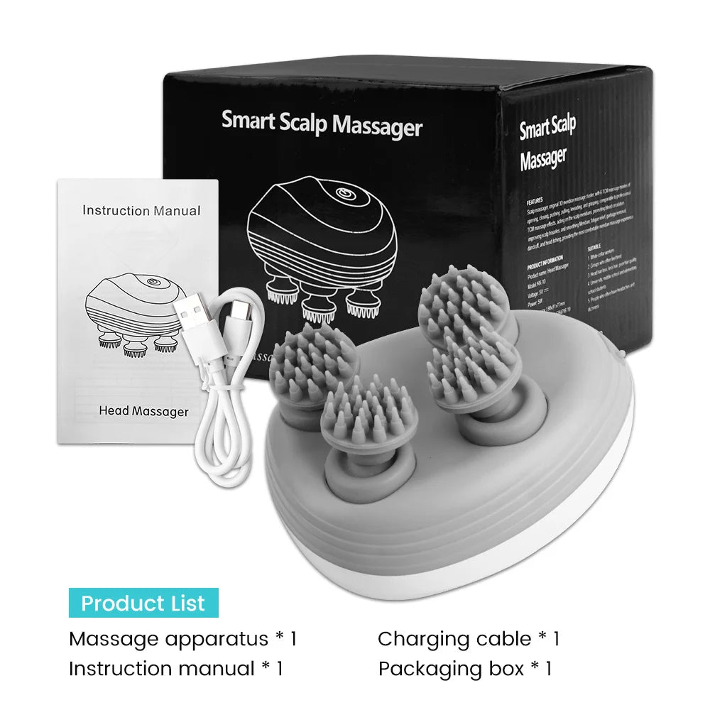 Electric Scalp Massager – 4-Head Deep Tissue Massager for Hair Growth & Relaxation
