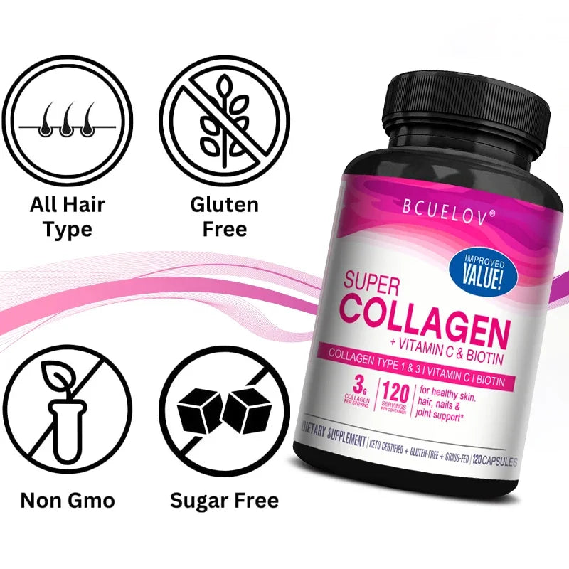 Suplemento de colágeno para piel, cabello y uñas saludables