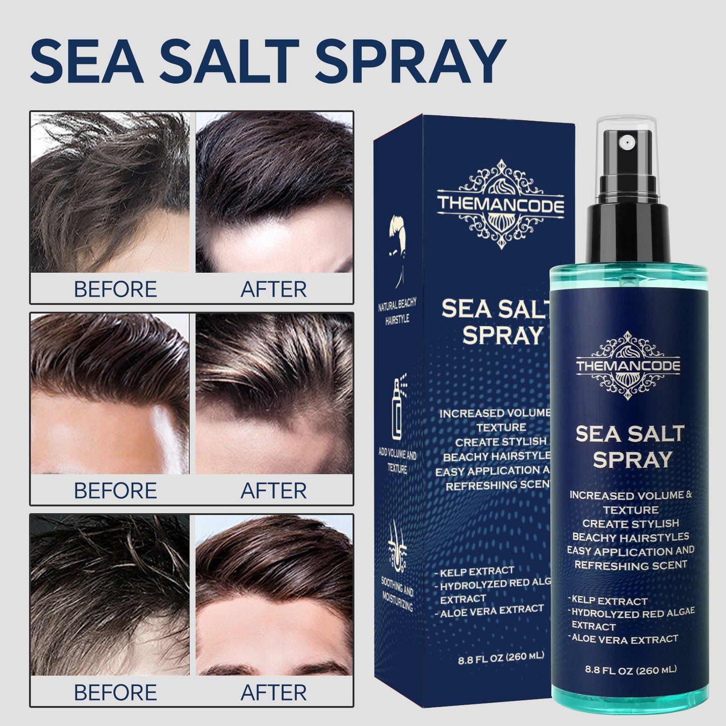Sea Salt Spray for Hair Men Hair Texturizing Sea Salt Spray